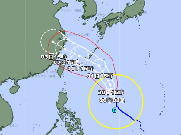 제6호 태풍 카눈 이동경로