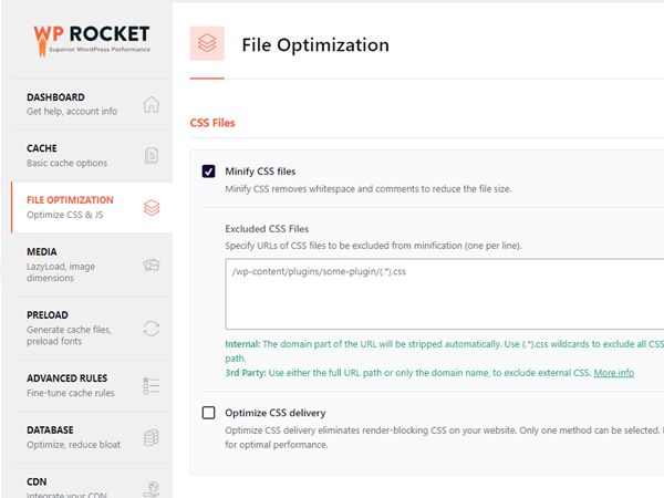WP ROCKET FILE OPTIMIZATION