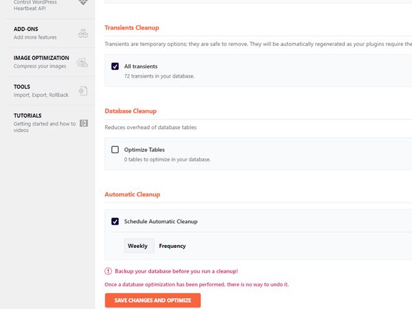 WP ROCKET DATABASE 설정